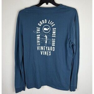 Vineyard Vines Long Sleeve Graphic T-Shirt / Blue / Size Medium
